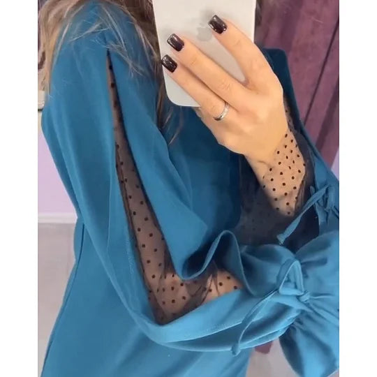 MARA - VESTIDO CORTO CON MANGAS DE TUL