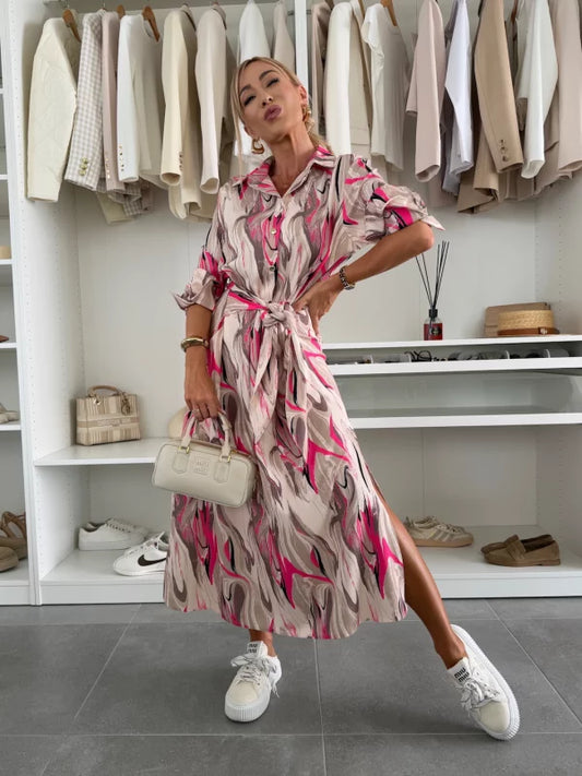 ANNA - VESTIDO MIDI MANGA LARGA